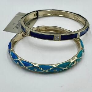 Sequin Vintage Deadstock New with and Without Tags Blue Teal Bangle Bracelet Set